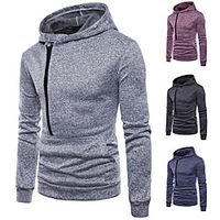 Men's Long Sleeve Hoodie Sweatshirt Hoodie Top Athletic Athleisure Winter Thermal Warm Breathable Soft Gym Workout Running Active Training Jogging Exercise Sportswear Solid Colored Normal Black Gray Lightinthebox - thumbnail