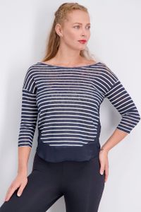 Womens 3/4 Sleeve Stripe Top  Navy