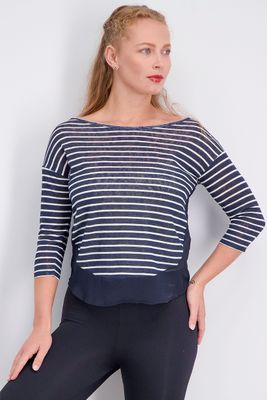 Womens 3/4 Sleeve Stripe Top Navy Womens 3/4 Sleeve Stripe Top Navy