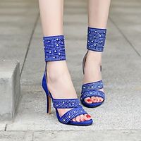 Women's Sandals Stiletto Heel Peep Toe PU Synthetics Black Blue Gray Lightinthebox - thumbnail