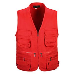 Men's Fishing Vest Outdoor Multi-Pockets Quick Dry Lightweight Breathable Vest / Gilet Spring, Fall, Winter, Summer Fishing Photography Camping  Hiking Black Red Army Green / Cotton / Solid Colored miniinthebox