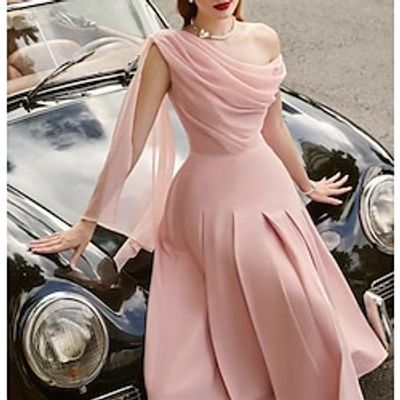 A-Line Cocktail Dresses Elegant Dress Wedding Guest Tea Length Sleeveless Cowl Neck Stretch Chiffon with Ruched 2023 Lightinthebox A-Line Cocktail Dresses Elegant Dress Wedding Guest Tea Length Sleeveless Cowl Neck Stretch Chiffon with Ruched 2023 Lightinthebox