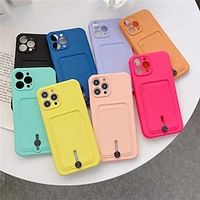 Phone Case For Apple Back Cover iPhone 14 Pro Max Plus 13 12 11 Mini X XR XS 8 7 Card Holder Solid Colored Silicone miniinthebox - thumbnail