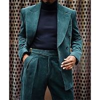 Green Men's Wedding Suits 2 Piece Solid Colored Tailored Fit 2023 miniinthebox - thumbnail