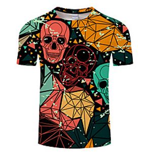 Men's Unisex Tee T shirt 3D Print Graphic Prints Skull Plus Size 3D Print Print Short Sleeve Casual Tops Basic Designer Big and Tall Gray / White White Black miniinthebox