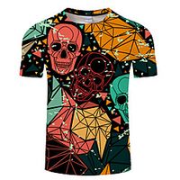 Men's Unisex Tee T shirt 3D Print Graphic Prints Skull Plus Size 3D Print Print Short Sleeve Casual Tops Basic Designer Big and Tall Gray / White White Black miniinthebox - thumbnail