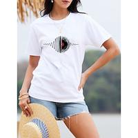 Women's T shirt Tee 100% Cotton Geometric Party Daily White Short Sleeve Stylish Crew Neck Coachella Summer Lightinthebox