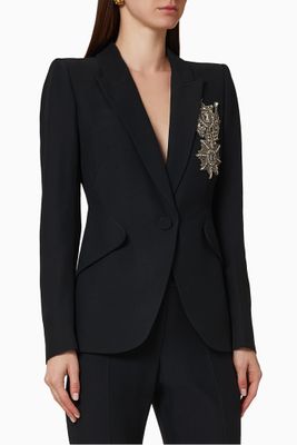 Embroidered Leaf Crepe Jacket Embroidered Leaf Crepe Jacket