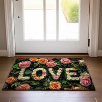 Love Flowers Doormat Non-Slip Oil Proof Rug Indoor Outdoor Mat Bedroom Decor Bathroom Mat Entrance Rug Door Mat Lightinthebox