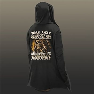 Letter Skeleton Vintage Gothic Men's Fleece Jacket Coat Hoodie Jacket Daily Wear Going out Fall  Winter Hooded Long Sleeve Black Navy Blue Blue S M L Polyester Jacket Lightinthebox