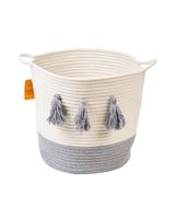 Homesmiths Cotton Rope Basket Upper Mouth White & Light Grey Dia30 x H30Cm By Homesmiths