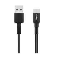 Levore 6ft Pvc Usb A To Micro Usb Cable-(Black)-(LCS212-BK)