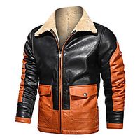 Men's Jacket Daily Fall Winter Regular Coat Regular Fit Windproof Warm Casual Jacket Long Sleeve Color Block Patchwork Black miniinthebox - thumbnail