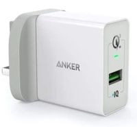 Anker PowerPort+ 1 With Quick Charger 3.0 USB Wall Charger With Micro USB Cable, For Mobile Phones UK White - A2013K21