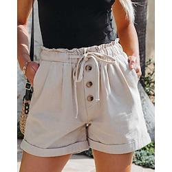 Women's Shorts Cotton Plain Navy Blue Beige Casual Daily Short Going out Weekend Summer Lightinthebox