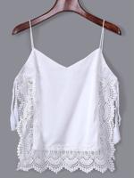 Sexy Lace Patchwork Backless Tie V-neck Tank Tops For Women - thumbnail