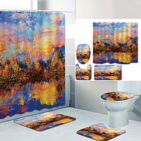 Color Sky Digital Printing Four-piece Set Shower Curtains and Hooks Modern Polyester Machine Made Waterproof Bathroom Lightinthebox - thumbnail