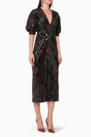 V-Neck Sequinned Midi Dress - thumbnail