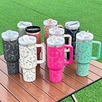 1pc, 40oz Car Cup, Goat Star Tumbler With Lid And Straw, 40oz Stainless Steel Thermal Water Bottle With Handle, Portable Drinking Cups, For Car, Home, Office, Summer Drinkware, Travel Accessories, Bir Lightinthebox - thumbnail