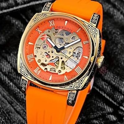 Men Mechanical Watch Luxury Large Dial Fashion Business Hollow Skeleton Automatic Self-winding Luminous Waterproof Silicone Watch miniinthebox