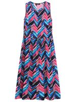 O-NEWE Women Colorful Printed Sleeveless Waist Drawstring Maxi Dress