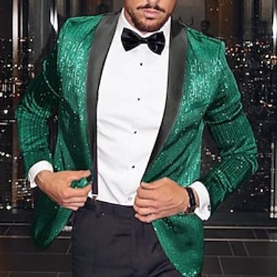 Men's Fashion Disco Sequin Blazer Jacket Line Regular Plus Size Single Breasted One-button Green 2023 Lightinthebox