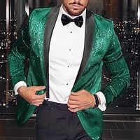 Men's Fashion Disco Sequin Blazer Jacket Line Regular Plus Size Single Breasted One-button Green 2023 Lightinthebox - thumbnail