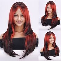 Synthetic Wig Curly Middle Part Machine Made Wig Long A1 Synthetic Hair Women's Cosplay Soft Party Red Black Ombre Lightinthebox - thumbnail