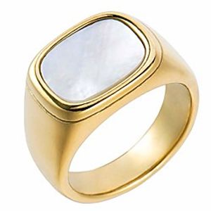 chunky mother of pearl gold ring womens gold square signet ring large statement ring Lightinthebox