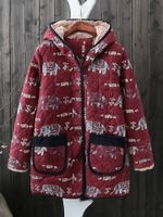 Warm Winter Printed Long Sleeve Hooded Coat