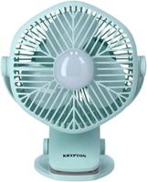 Krypton Rechargeable 5 inch Mini Fan with LED Light, Pastel Cyan - KNF5405