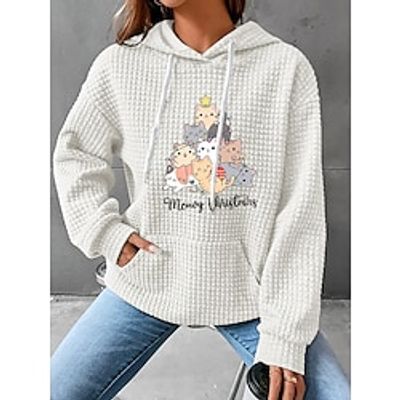 Christmas Sweatshirt Women's Pullover Graphic Cat Christmas Casual Pocket Black White Pink Casual Hoodie Long Sleeve Micro-elastic Fall Winter Lightinthebox Christmas Sweatshirt Women's Pullover Graphic Cat Christmas Casual Pocket Black White Pink Casual Hoodie Long Sleeve Micro-elastic Fall Winter Lightinthebox