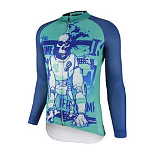 CAWANFLY Men's Long Sleeve Cycling Jersey Blue Skull Bike Tracksuit Jersey Top Road Bike Cycling Quick Dry Sports Clothing Apparel  Micro-elastic Lightinthebox