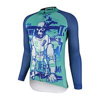 CAWANFLY Men's Long Sleeve Cycling Jersey Blue Skull Bike Tracksuit Jersey Top Road Bike Cycling Quick Dry Sports Clothing Apparel  Micro-elastic Lightinthebox - thumbnail