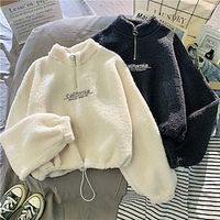 Cozy Embroidered Letters Sport Pullover Fleece Crop Top Graphic Hoodie For Men's Women's Unisex Adults' Hot Stamping 100% Polyester miniinthebox - thumbnail