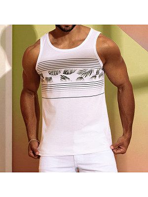 Summer Men's Striped Print Tank Top Casual Breathable Sleeveless Vest T-Shirt Summer Men's Striped Print Tank Top Casual Breathable Sleeveless Vest T-Shirt