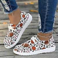 Women's Slip-Ons Loafers Print Shoes Brogue Christmas Santa Claus Embroidered Flower Flat Heel Round Toe Punk Minimalism Walking Canvas Loafer Colorful White Yellow Lightinthebox - thumbnail