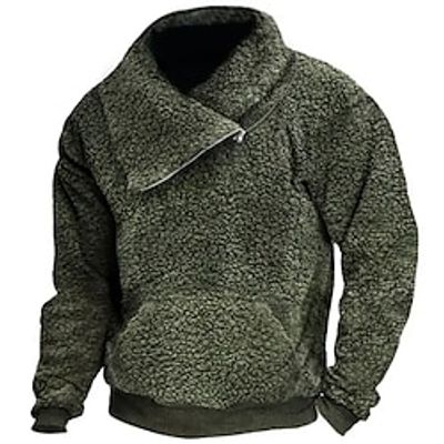 Men's Sweatshirt Polar Fleece Army Green Standing Collar Plain Pocket Sports Outdoor Daily Holiday Streetwear Casual Thin fleece Fall Winter Clothing Apparel Hoodies Sweatshirts miniinthebox Men's Sweatshirt Polar Fleece Army Green Standing Collar Plain Pocket Sports Outdoor Daily Holiday Streetwear Casual Thin fleece Fall Winter Clothing Apparel Hoodies Sweatshirts miniinthebox
