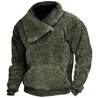 Men's Sweatshirt Polar Fleece Army Green Standing Collar Plain Pocket Sports  Outdoor Daily Holiday Streetwear Casual Thin fleece Fall  Winter Clothing Apparel Hoodies Sweatshirts  miniinthebox - thumbnail