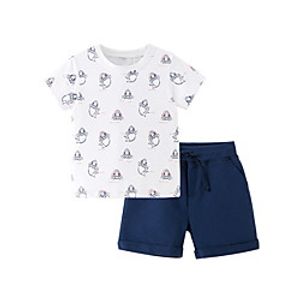 Kids Boys' T-shirt  Shorts 2 Pieces Short Sleeve White Shark Animal Print Basic Regular 3-8 Years Lightinthebox
