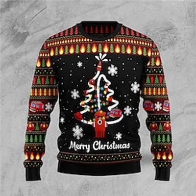 Christmas Tree Casual Men's Knitting Print Ugly Christmas Sweater Pullover Sweater Jumper Knitwear Outdoor Daily Vacation Christmas Long Sleeve Crewneck Sweaters Black Fall Winter S M L Sweaters Lightinthebox