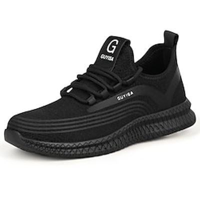Women's Trainers Athletic Shoes Plus Size Athletic Lace-up Flat Heel Round Toe Chinoiserie Safety Shoes Tissage Volant Black miniinthebox