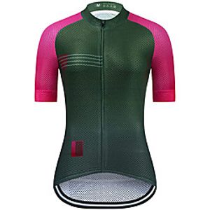 21Grams Women's Short Sleeve Cycling Jersey Summer Spandex Green Dark Blue Patchwork Bike Top Mountain Bike MTB Road Bike Cycling Quick Dry Moisture Wicking Sports Clothing Apparel / Stretchy miniinthebox