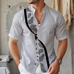 Graphic Prints Vintage Sailboat Vintage Men's Shirt Outdoor Street Casual Spring Summer Stand Collar Short Sleeve White S, M, L Polyester Shirt Lightinthebox