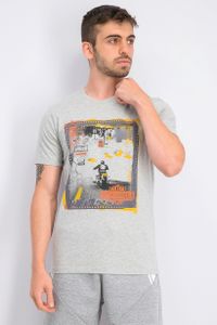 Mens Short Sleeve Graphic Printed T-Shirt  Heather Grey