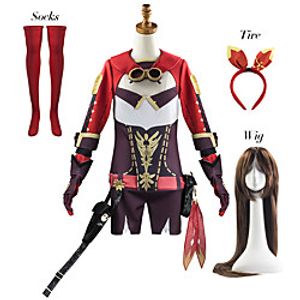 Genshin Impact Amber Cosplay Deluxe Suits with Accessories Japanese Anime Cosplay Costumes Outfits for Adult Kids Women Halloween Party Carnival miniinthebox