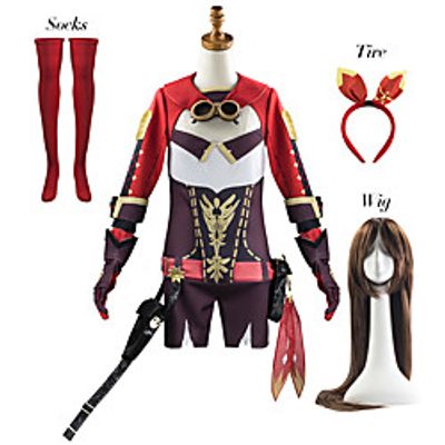 Genshin Impact Amber Cosplay Deluxe Suits with Accessories Japanese Anime Cosplay Costumes Outfits for Adult Kids Women Halloween Party Carnival miniinthebox