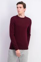 Mens Solid Crew Neck Merino Wool Blend Sweater  Red Plum - thumbnail