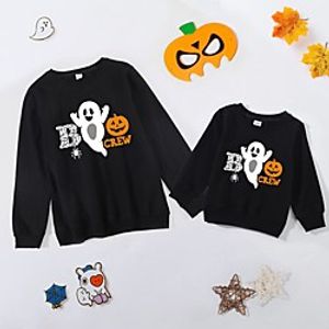 Mommy and Me Halloween Tops Ghost Print Red Long Sleeve Basic Matching Outfits miniinthebox