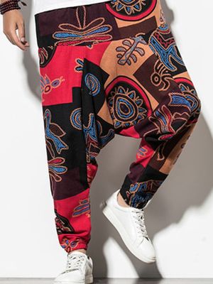 Men Ethnic Style Casual Elastic Waist Harem Pants